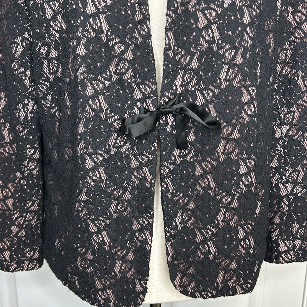 Anthropologie Odille NWT Blazer Women's 12 Black Lace Single Tie Whimsigoth - Picture 3 of 7